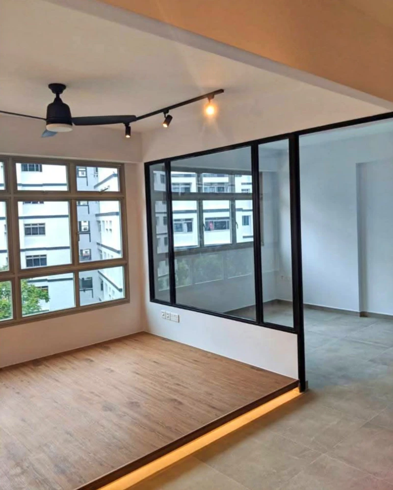 Japandi Style Hdb Living Room Platform Design - Residential renovation project by ID Work Studio Singapore